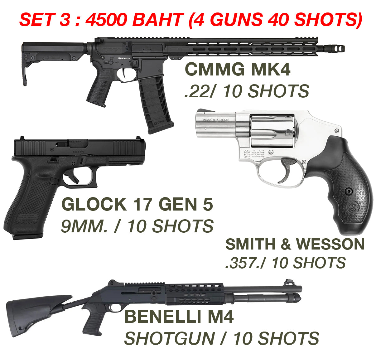 SET 03 (4 Guns 40 Shots)