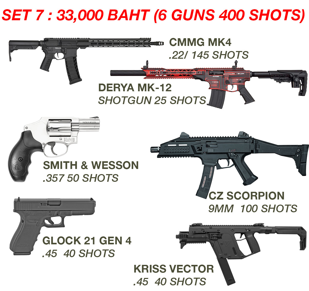 Set 7 (6 GUNS 400 SHOTS)